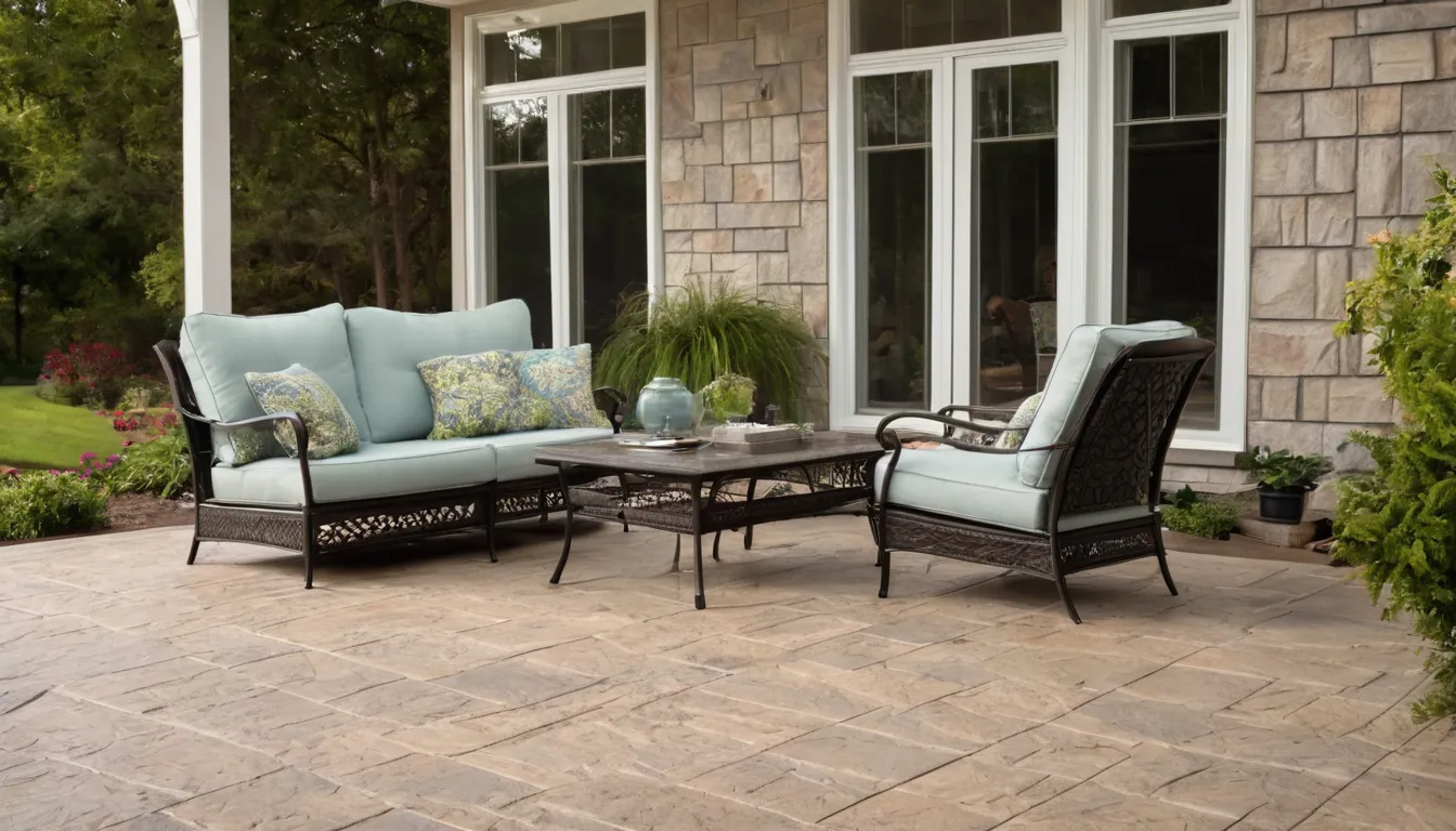 Stamped concrete patio behind a home in the Overland Park area